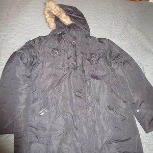 COOGI WOMANS BLACK WINTER HOODED COAT ZIP UP  2XL